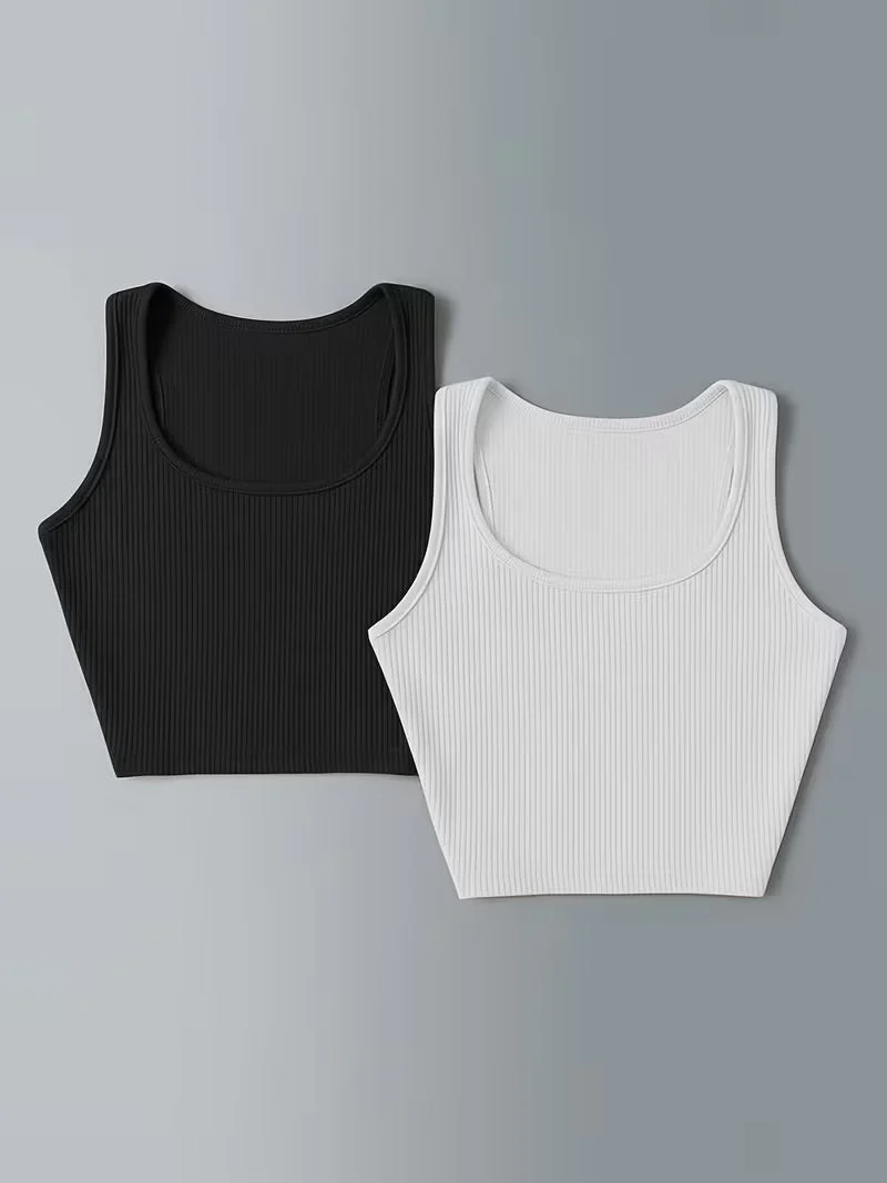 Nyroka Low-saturation Brown and White Ribbed Sleeveless Crop Top with Drawstring Shorts, Casual 2pcs Set. — Innerwear For women