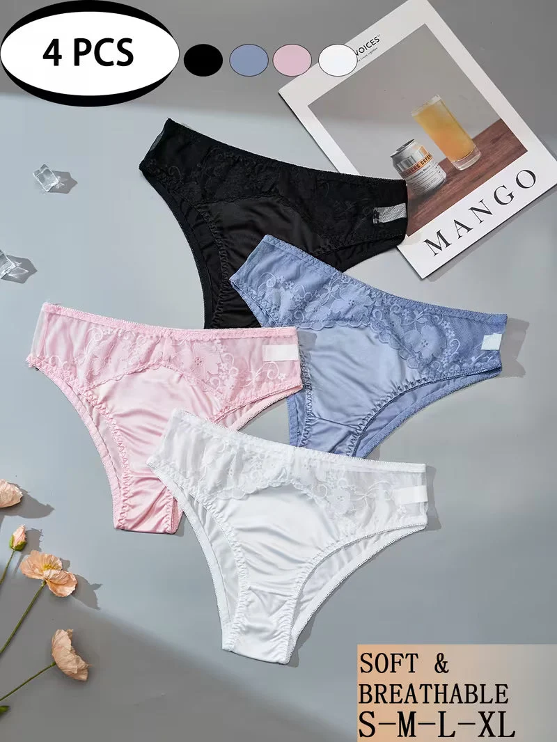 Nyroka Women'S Satin Lace Panties Paired with Delicate Lace Trim — Innerwear For women